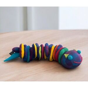 Barbara Sansoni Barefoot (Sri Lanka) Vintage Colorful Caterpillar Donut Ring Toy